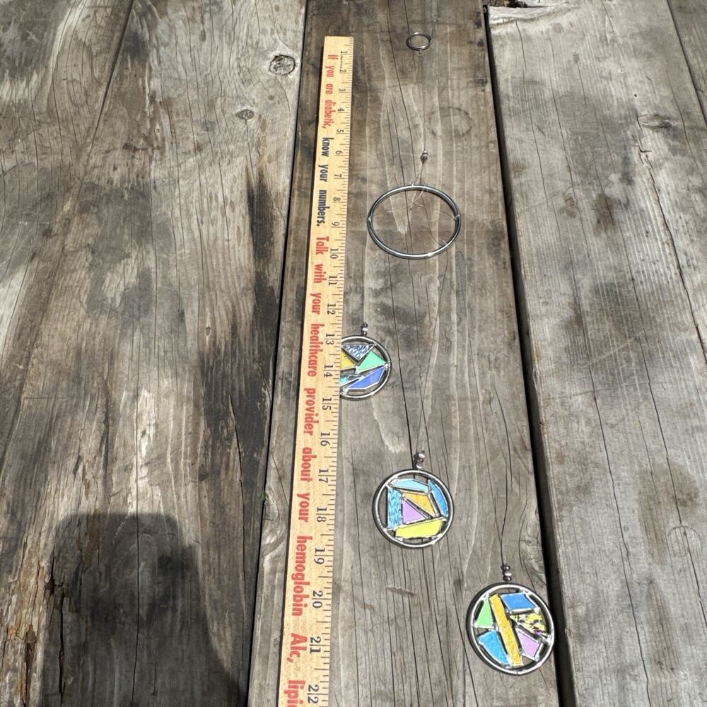 Stained Glass Circle Abstract Hanging Window Suncatcher Handmade